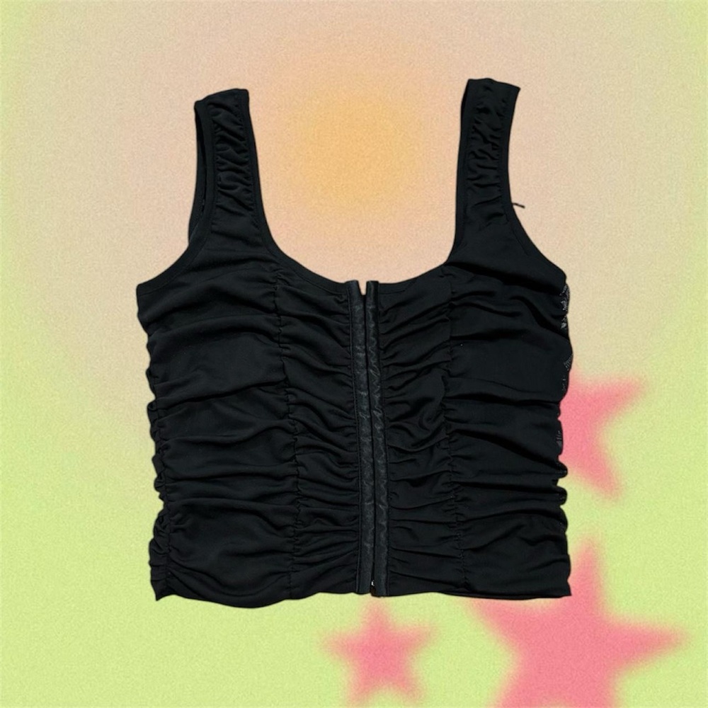 Shinestar Elegant Black Ruched Top